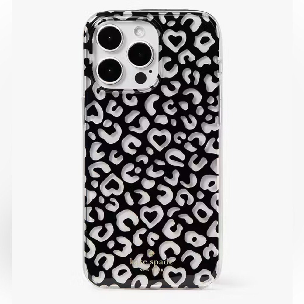 NIP♠️🆕Kate Spade ♠️ 🆕 Graphic Leopard Heart Print iPhone 15 Pro Max Case🐆♠️